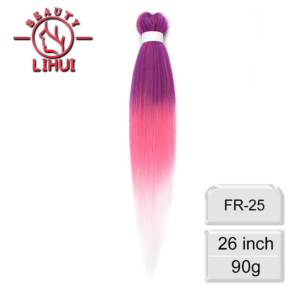 LIHUI Pre-Stretched Jumbo Braids — 26" 90 g Synthetic (Red/Pink, Frosted Colors)