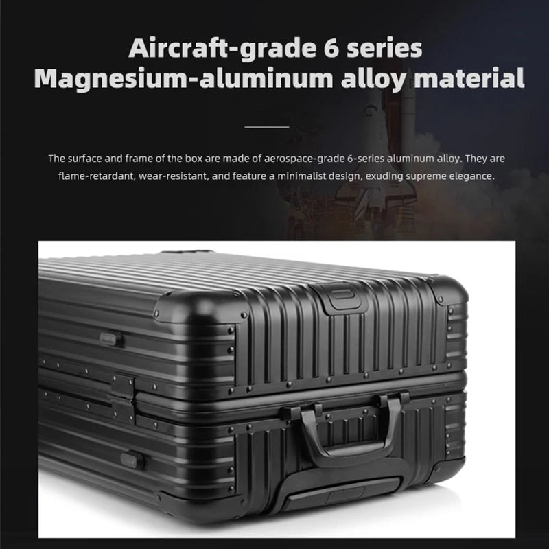 All-aluminum magnesium alloy telescopic suitcase 24-inch luggage business travel case metal combination lock bag 20-inch carry-o