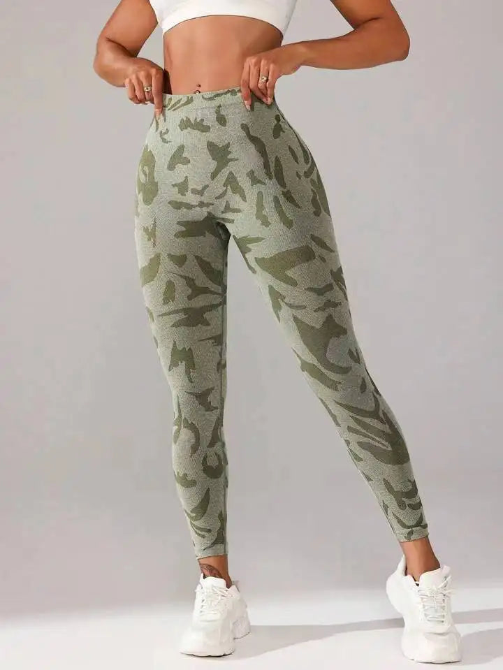 MODX Seamless V-Waist Leggings — Camo-Paisley, High-Stretch Nylon-Spandex