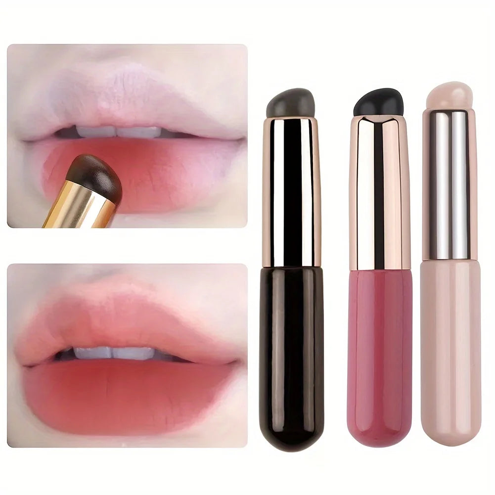 Portable Silicone Lip Brush with Cover - Mini Makeup Applicator, Easy to Apply, Suitable for Lip Balm, Lipstick Auxiliary Tool