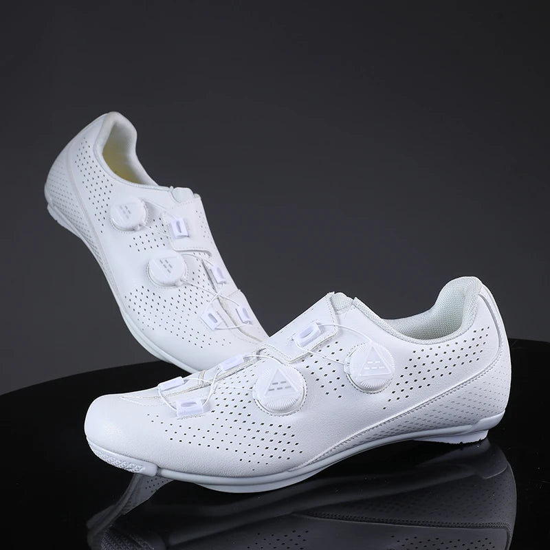 Speed Cycling Sneaker Men's Road Cycling Shoes Cleat Shoes Spd Shoes Cycling Flat Pedal Shoes Man Bike Outdoor Footwear White