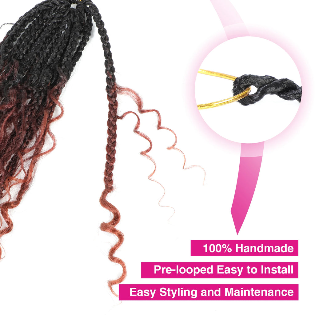 Goddess Box Braids Crochet Hair Bohomian Box Braids synthetic Crochet Hair for Black Women, Pre-Looped Crochet Braids