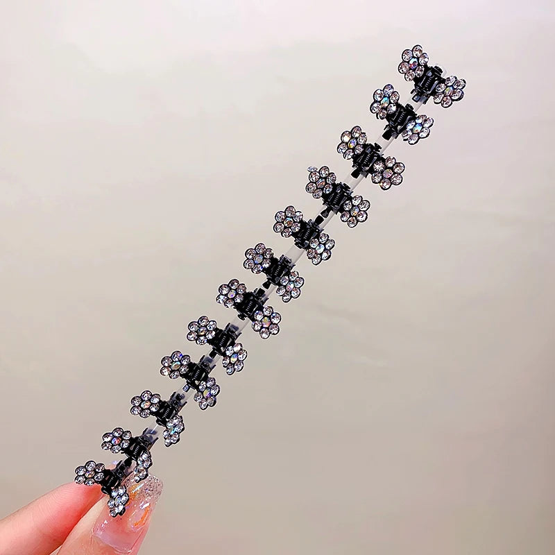 12pcs/Set Glitter Rhinestone Colorful Flowers Mini No-Slip Metal Hair Claws Hair Accessories For Girls Hair Clips Hairpins