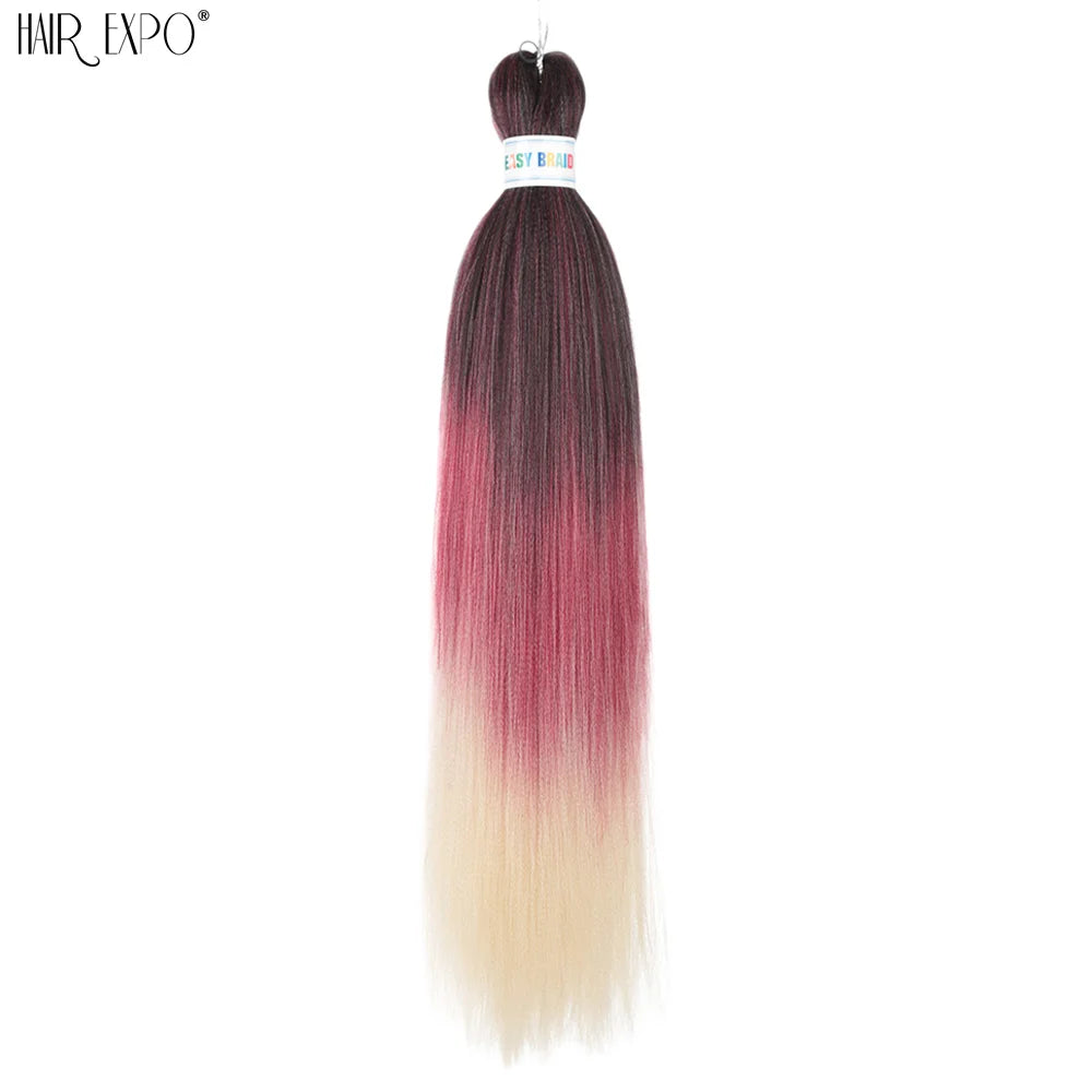26Inch Easy Braids Hair Synthetic Colourful Pre Stretched Braiding Hair Extensions Jumbo Braids Ombre Yaki Long Straight Hair