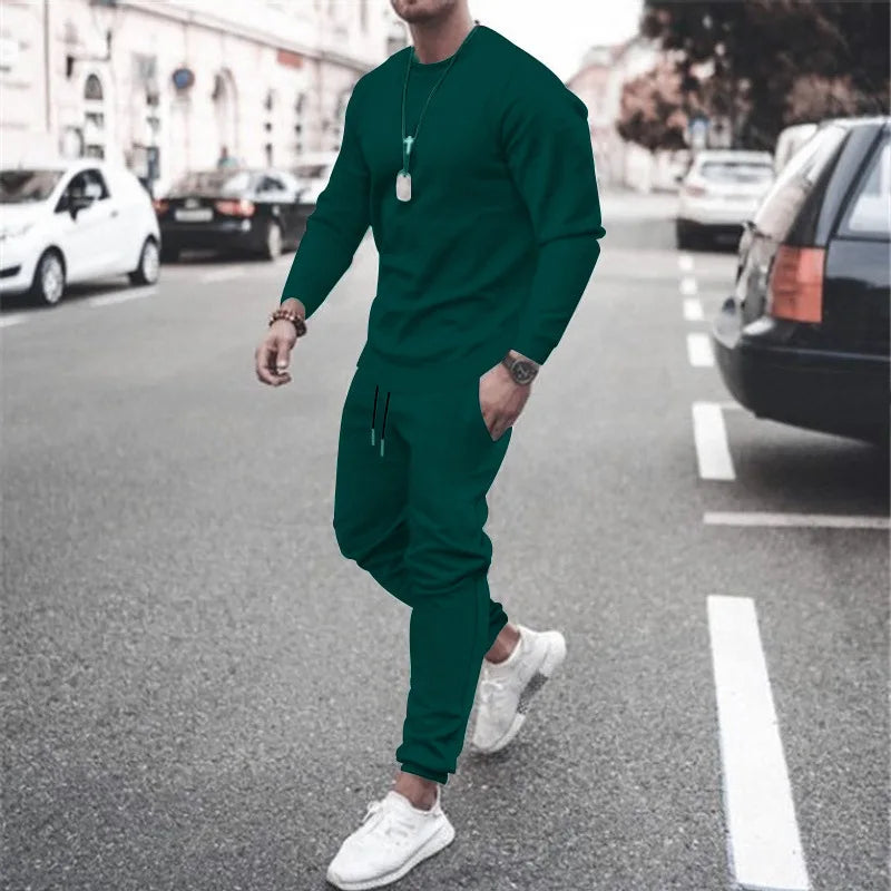 2025 New Men Two Pieces Sets Running Sweatshirt+Sweatpants  Suit Autumn Winter Warm Tracksuit Sets Men's Jogger Sports Suit
