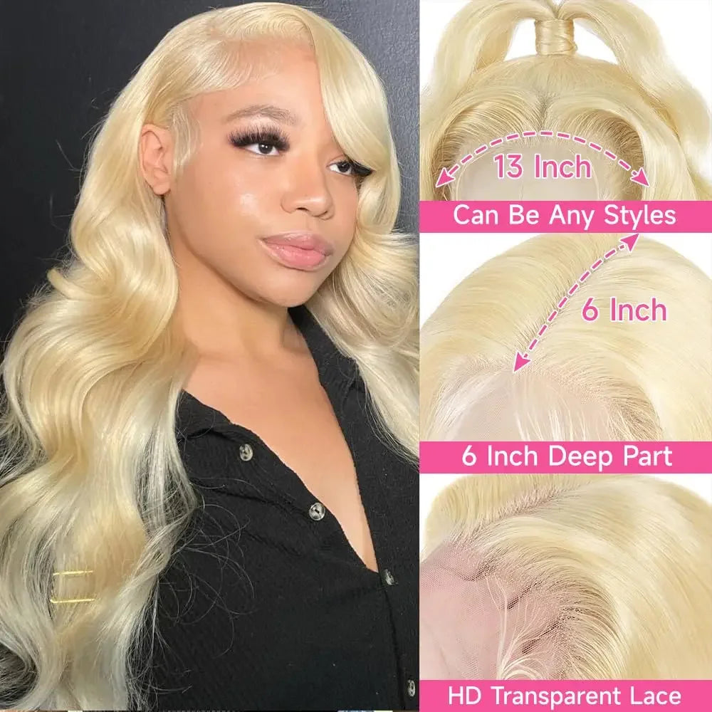 613 Blonde Body Wave Hair Wig Pre Plucked 30 36 Inch Body Human Hair Wig 13x4 13x6 HD Lace Frontal Wigs 180 200 Density Hair Wig