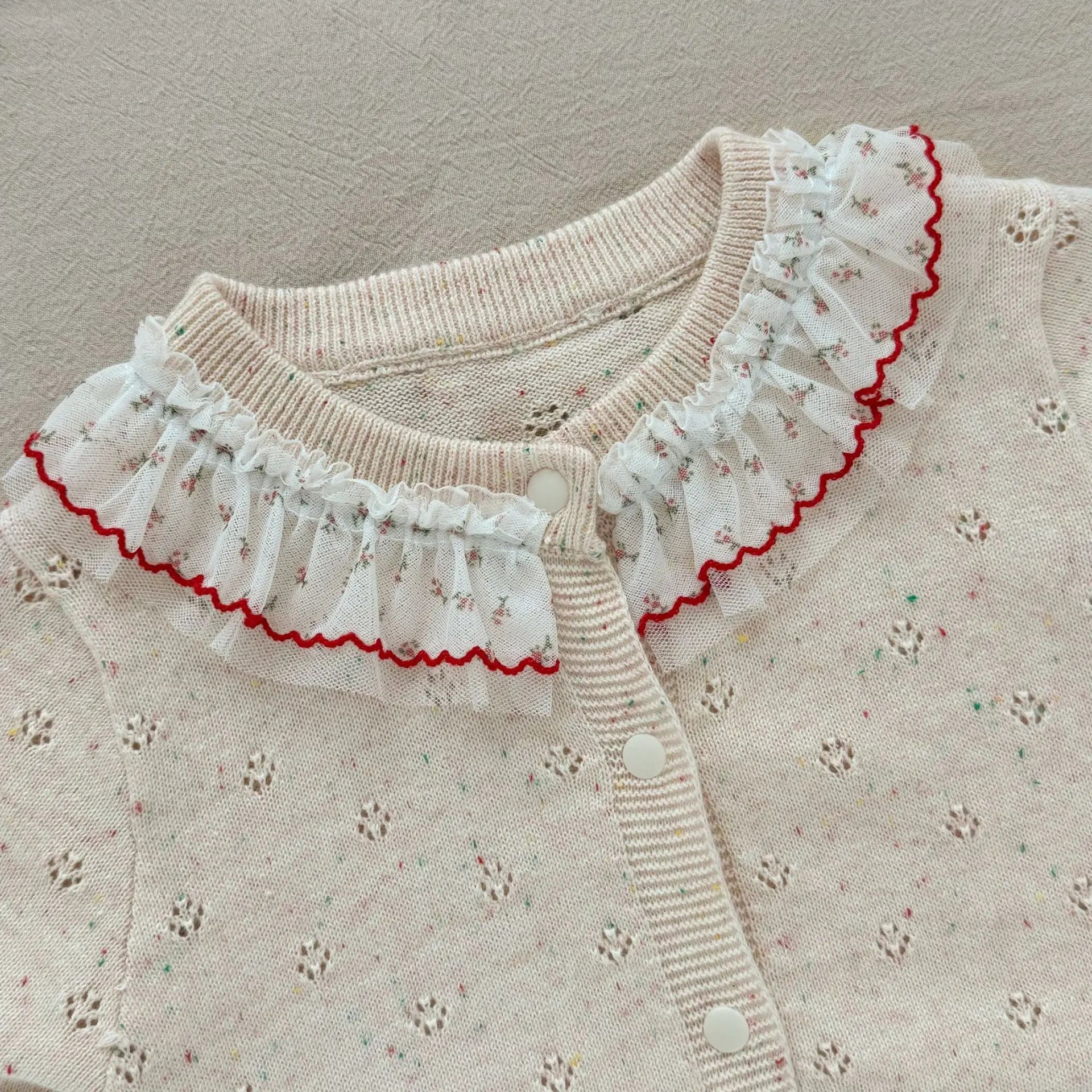2026 Spring Baby Girls Clothes Single Breast Girls Knitwear Hollow Out Girls Sweaters Thin Style Girls Clothing
