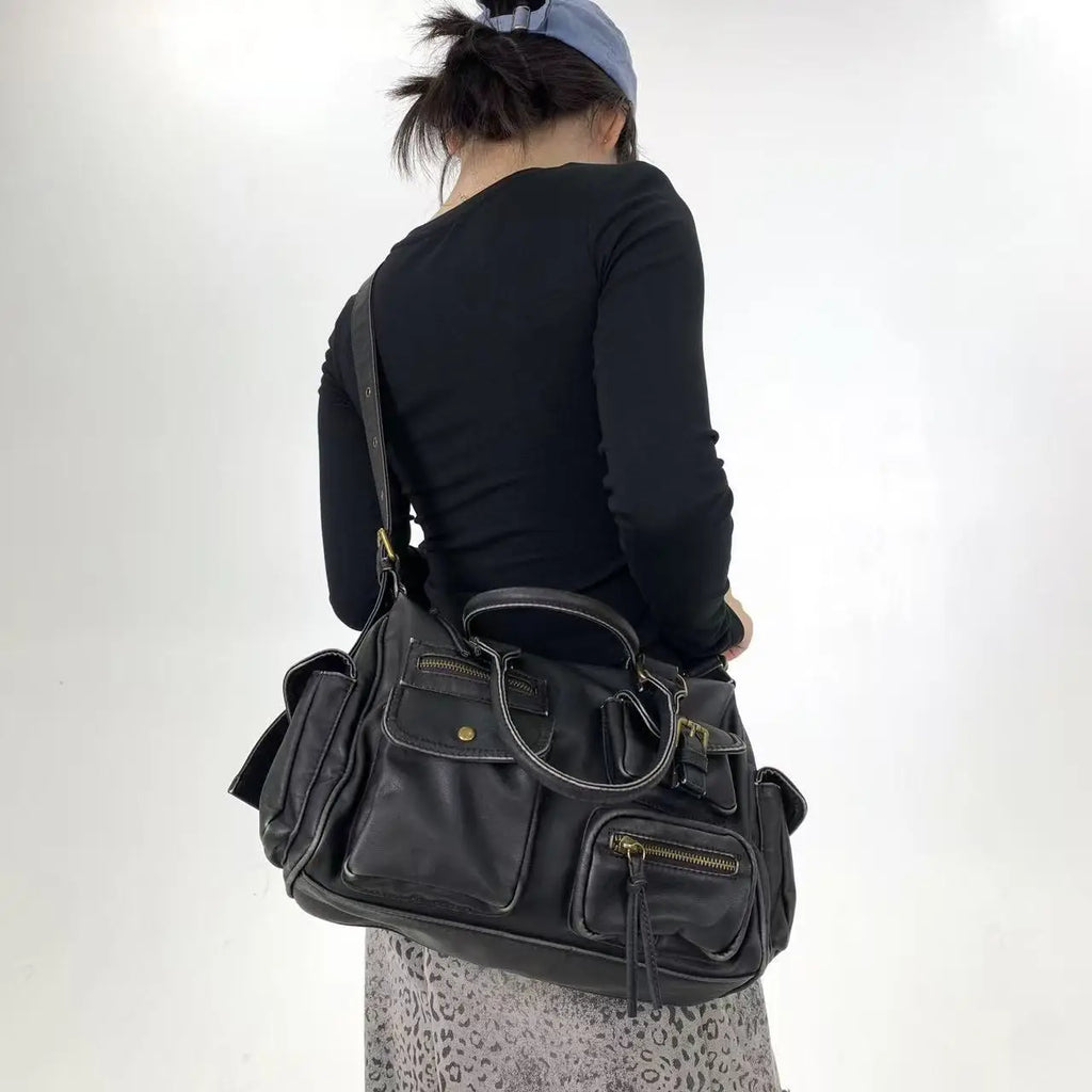 Venn Angel Women Handbags Top-handle PU Shoulder Bag Satchel Fashion Dumpling Pack Tassel Design Multi-pockets Evening Bags