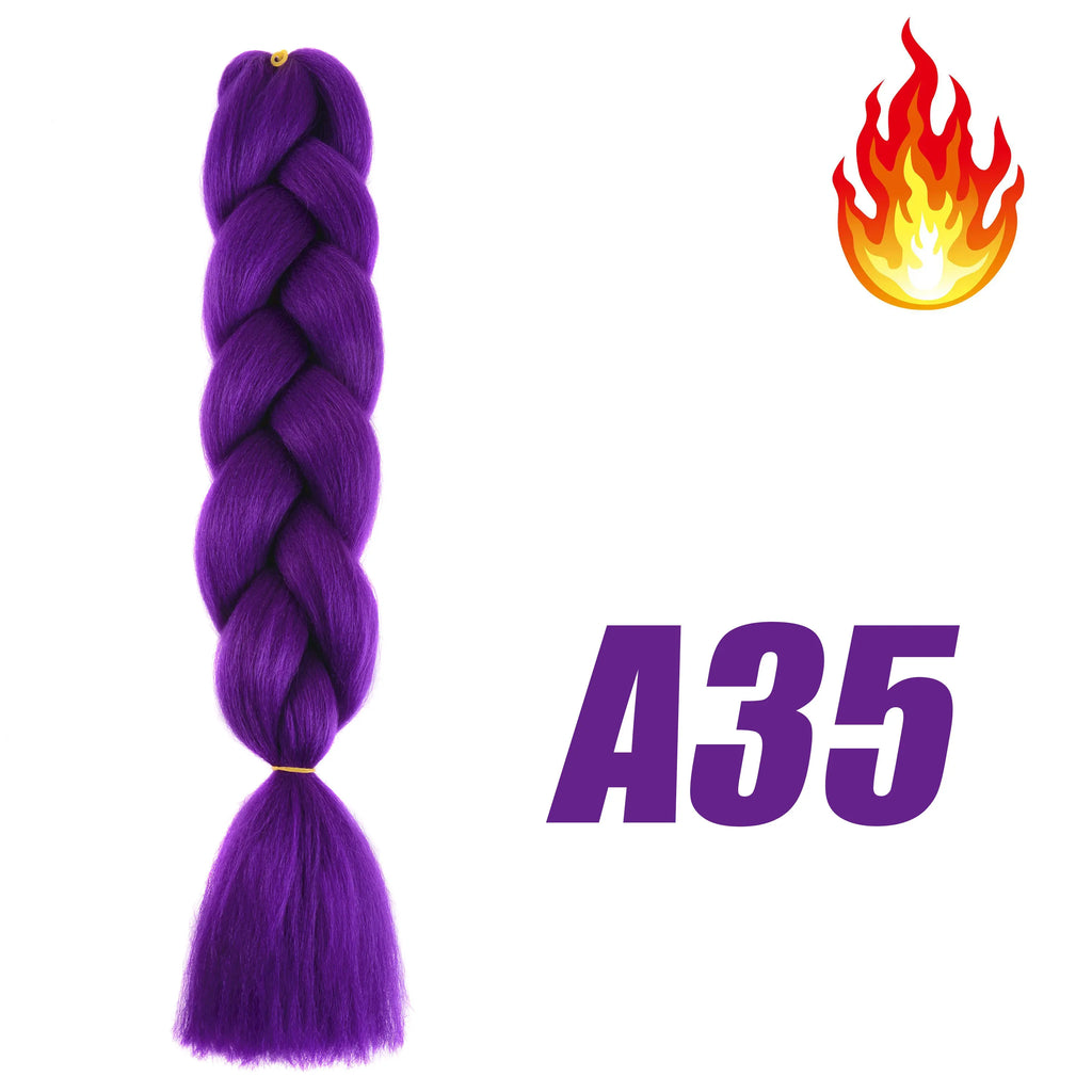 Purple Braiding Hair Pre Stretched Synthetic Kanekalon Crochet Hair Jumbo Braids Extensions Hair Accessories For Girls Braids