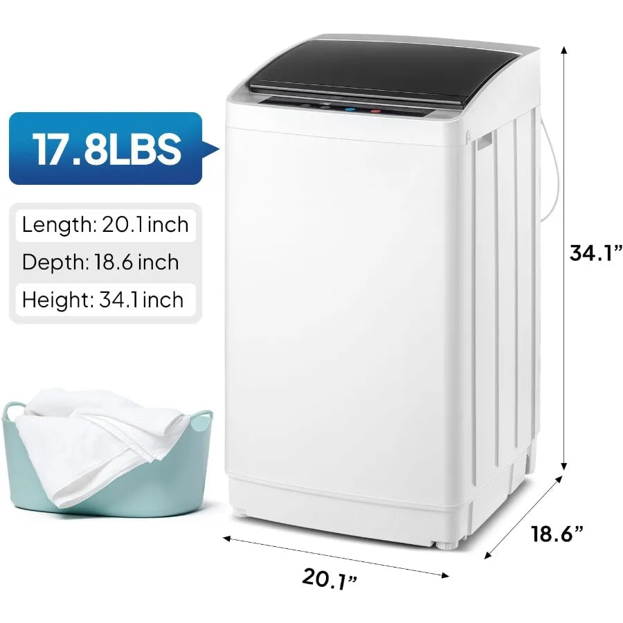 17.8LBS Portable FullAutomatic Electric Washing Machine with Stainless Steel Drum Compact Washer and Spin Dryer Combo featuring