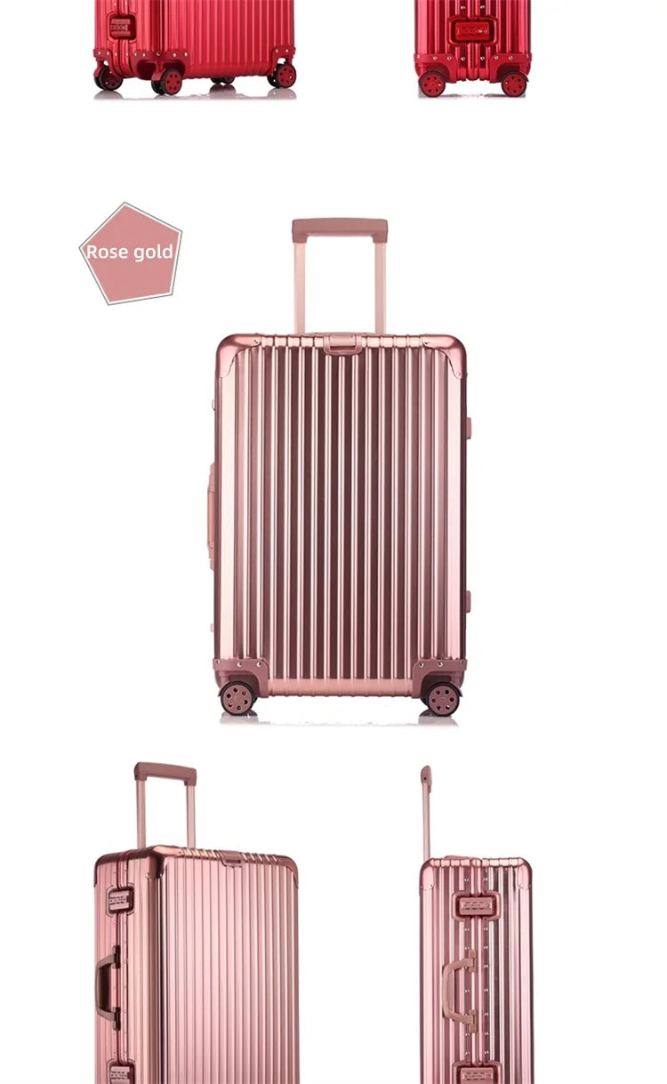 All-aluminum magnesium alloy telescopic suitcase 24-inch luggage business travel case metal combination lock bag 20-inch carry-o