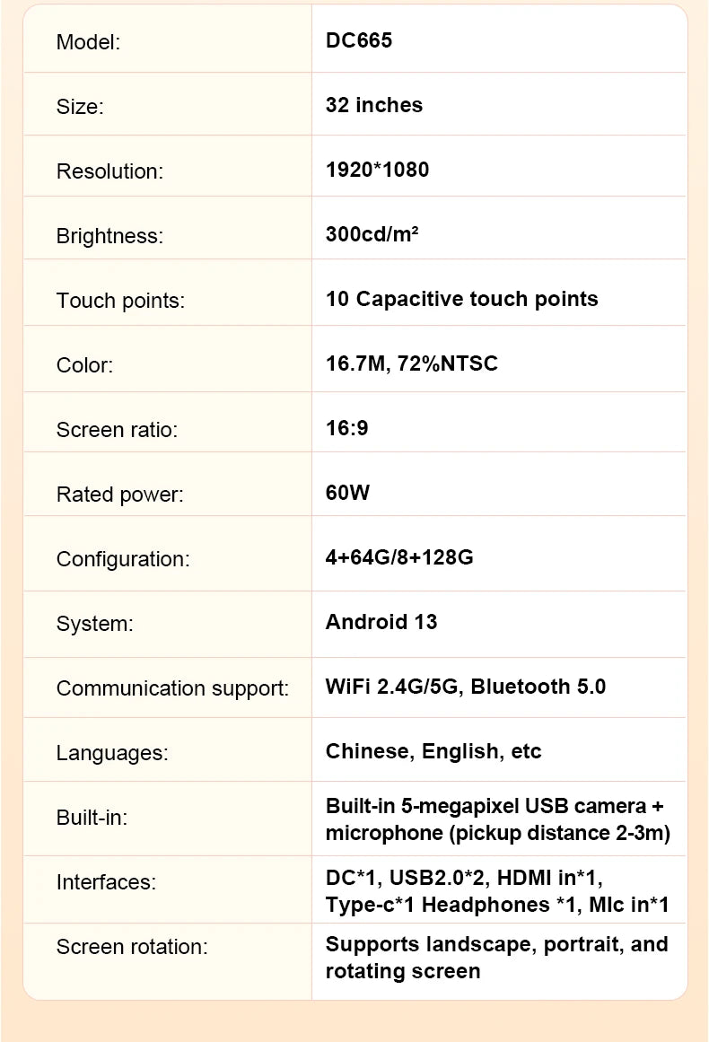 32 Inch Movable With Stand Smart Home Business TV Wireless Smart TV With Rotating Wheels Touch Screen Portable TV﻿