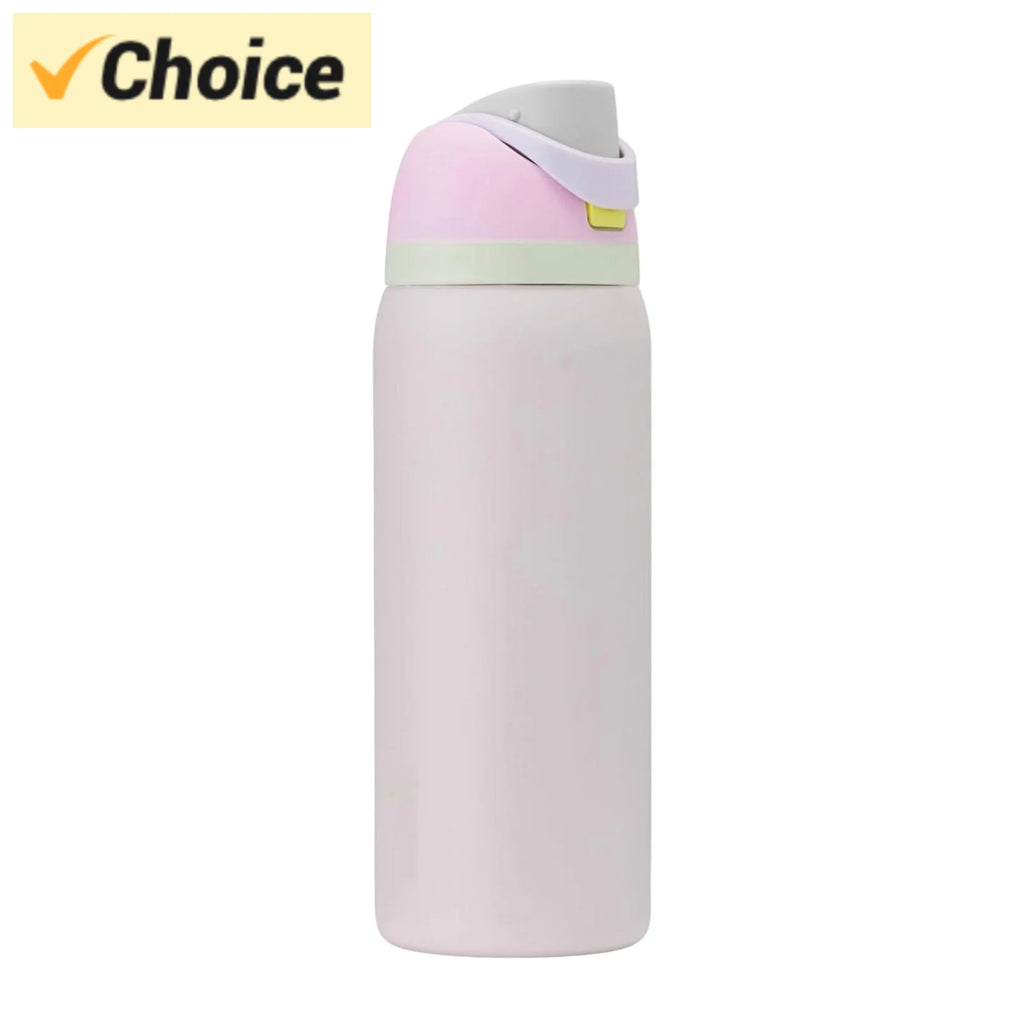 24oz Double Layer Stainless Steel Insulated Cup Water Cup Handle Cover Stainless Steel And Vacuum Insulated Leak Proof Soft Cove