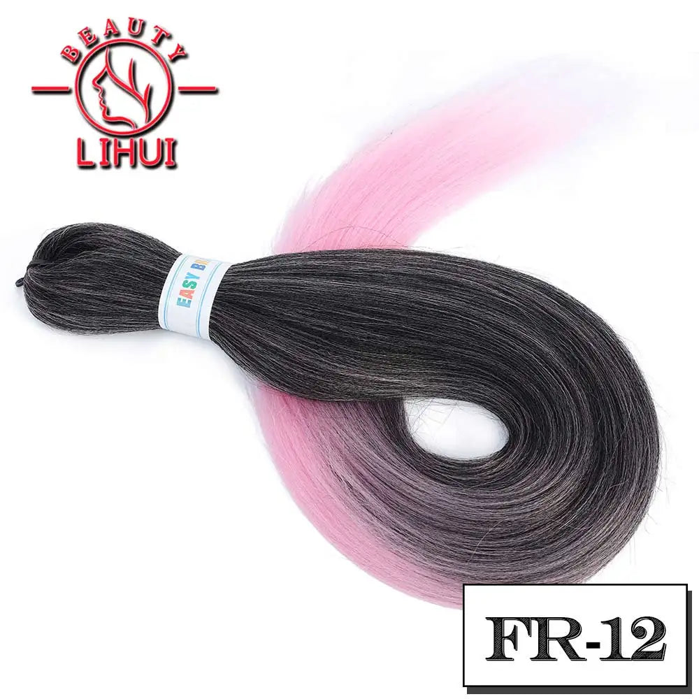 LIHUI Pre-Stretched Jumbo Braids — 26" 90 g Synthetic (Red/Pink, Frosted Colors)