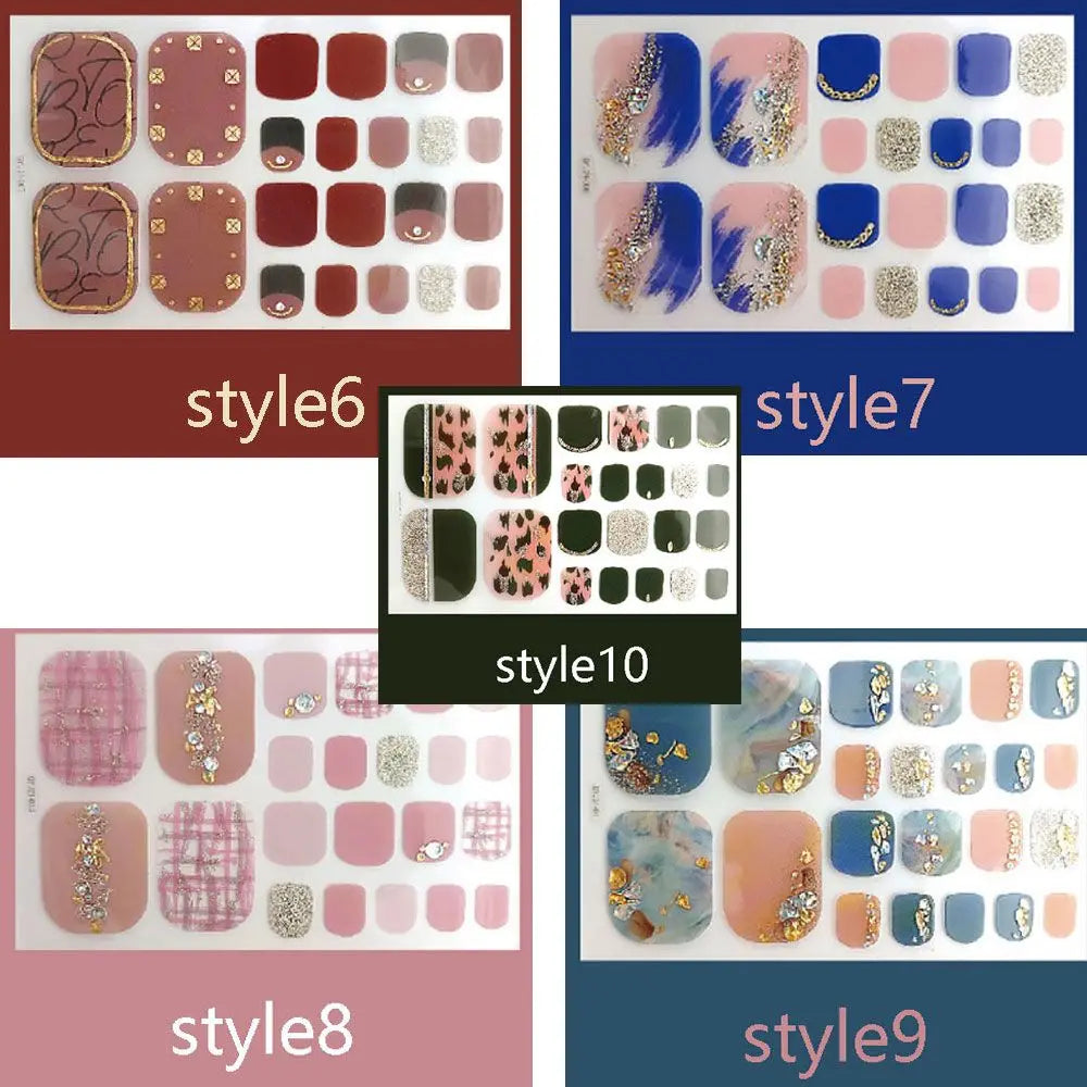 Beauty & Health False Nails Stripe Self-adhesive Waterproof Foot Decorations Manicure Decals Fresh Style Toe Nail Stickers