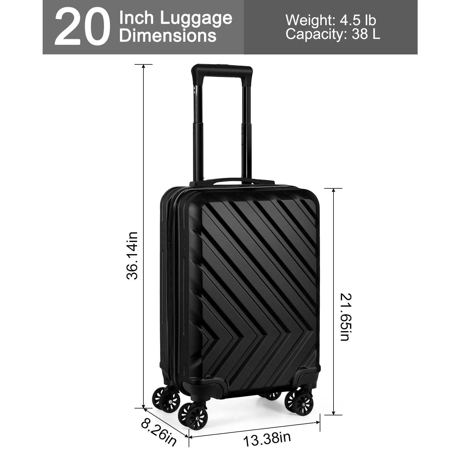 Lockable Spinner Luggage with 20 Handles | ABS Rolling Suitcase