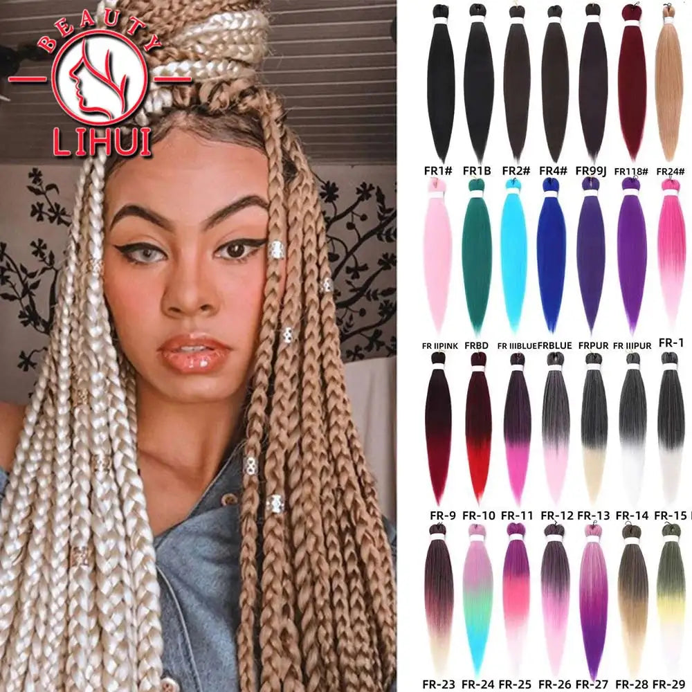 LIHUI Pre-Stretched Jumbo Braids — 26" 90 g Synthetic (Red/Pink, Frosted Colors)
