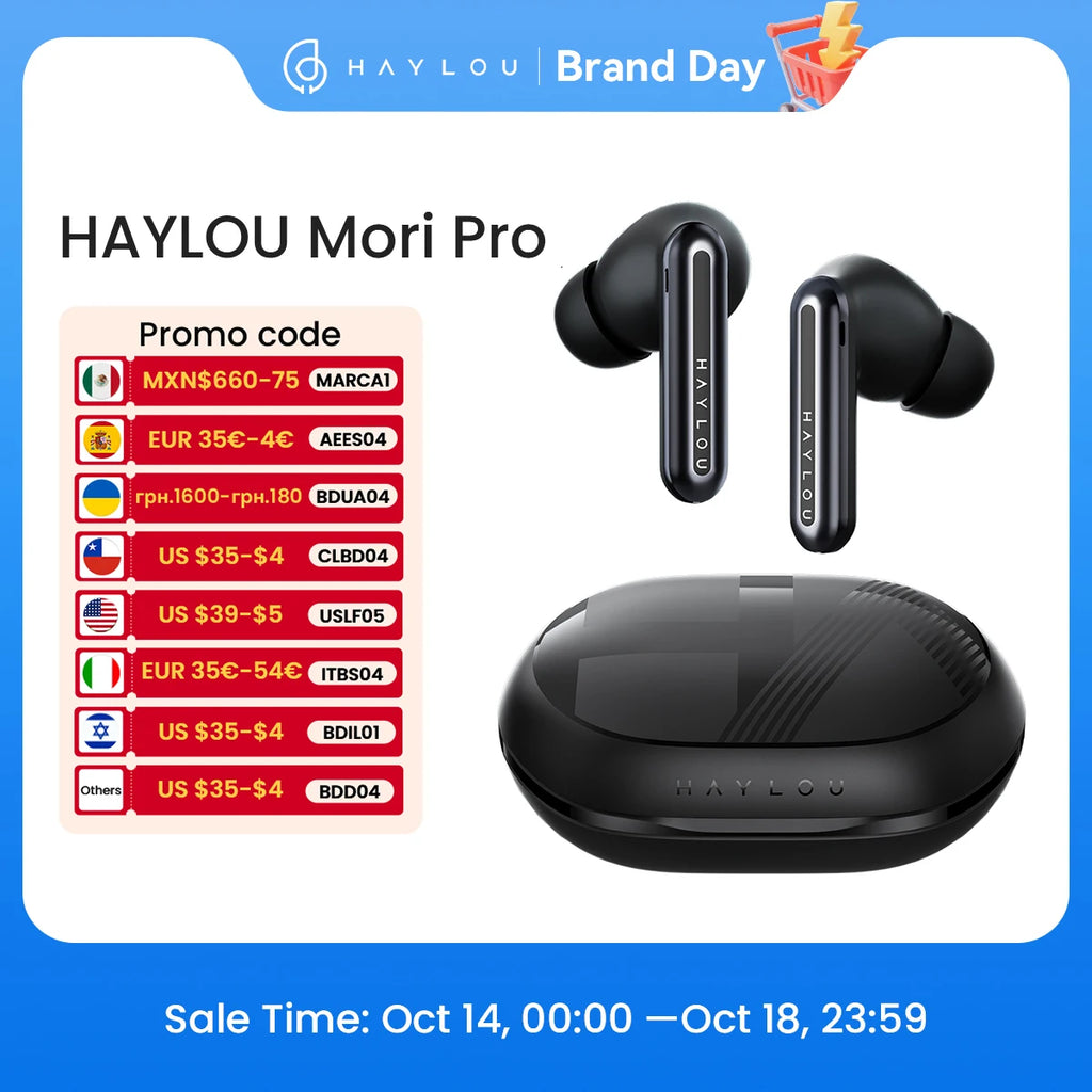 HAYLOU Mori Pro Bluetooth 5.4 Earphones | -43dB Hybrid ANC | 6-Mic AI Noise Cancellation | 35H Battery Life