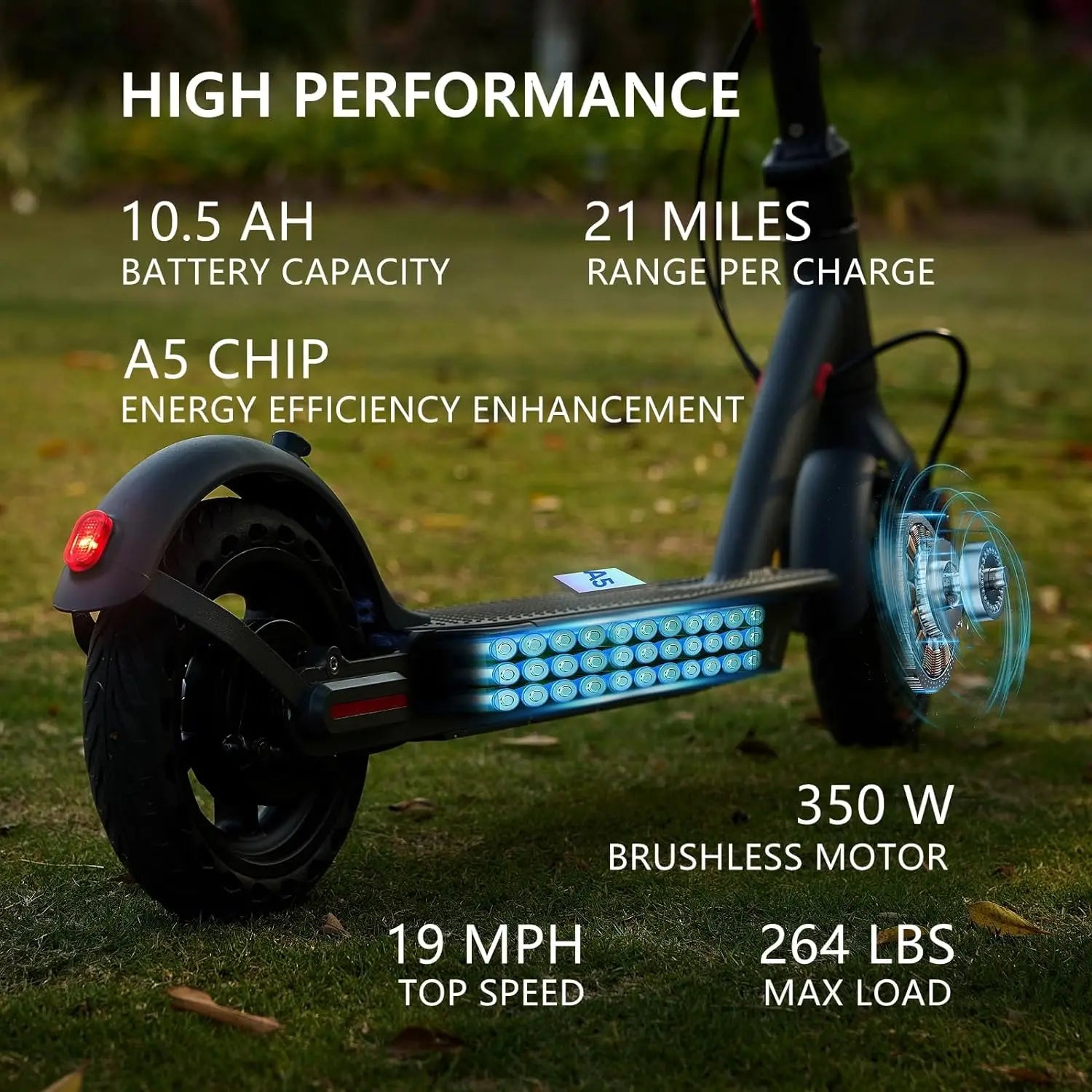 G5.0 Foldable Electric Scooter — 19 MPH, 21-Mile Range, 350W Motor