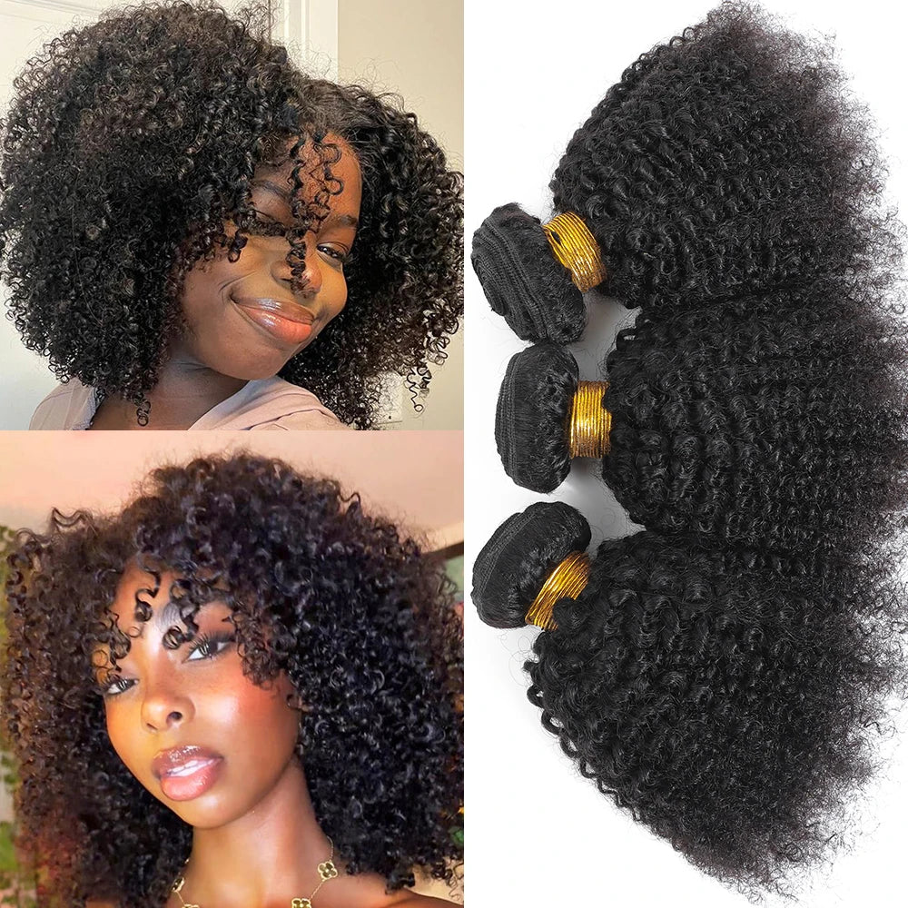 Raw Indian Afro Kinky Curly Human Hair Bundles 4B 4C Natural Virgin Curly 100% Soft Human Hair Weave Bundle Hair Extension Weft