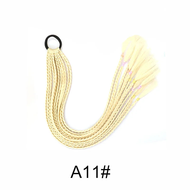 WIGSIN 24Inch Synthetic Long Ombre Rainbow Box Braid Ponytail Hair Extension for Women Rubber Band Hairstyle for Women