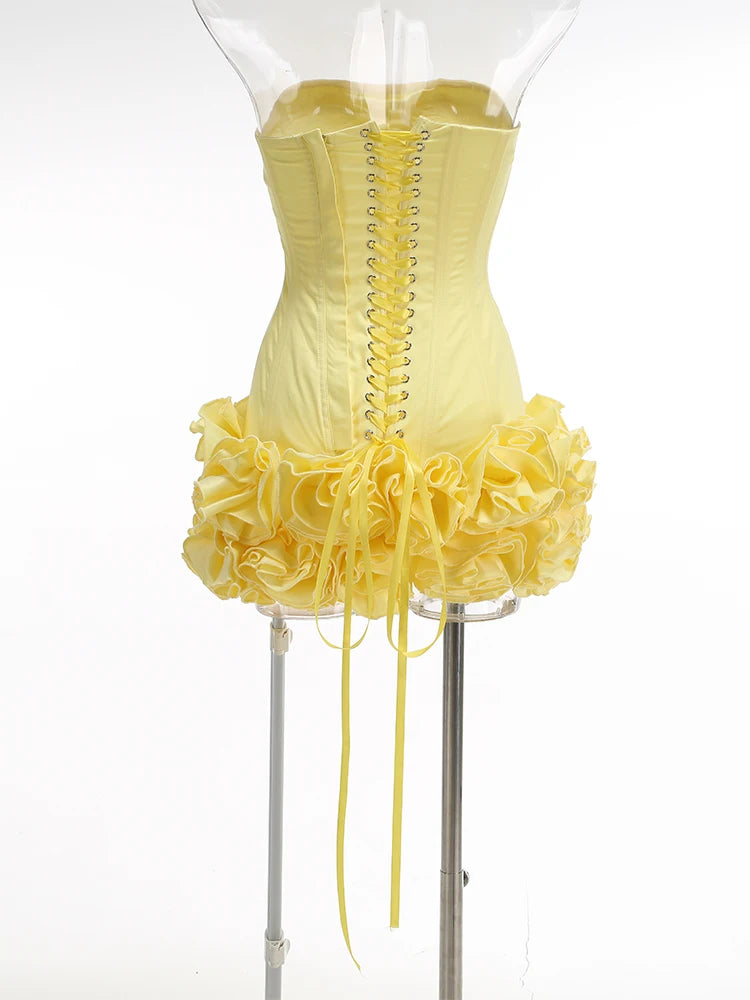 VC Christmas Dress Strapless Backless Red Structured Floral Embellished Mini Length Bodycon Celebrity Party Cocktail Dress