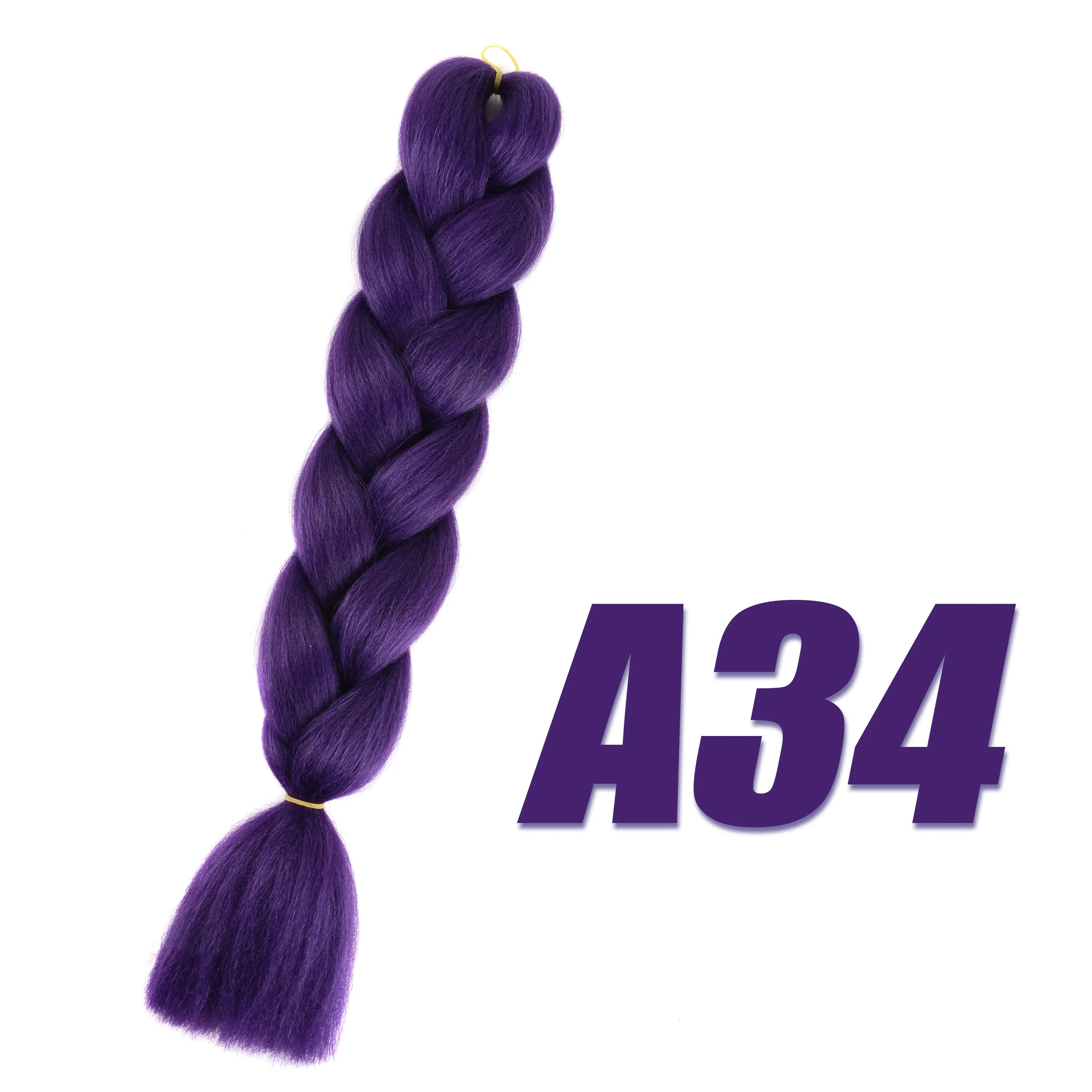 Purple Braiding Hair Pre Stretched Synthetic Kanekalon Crochet Hair Jumbo Braids Extensions Hair Accessories For Girls Braids