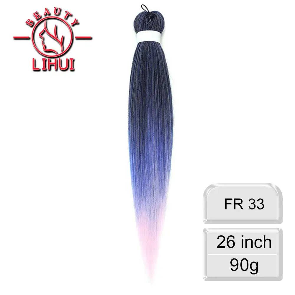 LIHUI Pre-Stretched Jumbo Braids — 26" 90 g Synthetic (Red/Pink, Frosted Colors)
