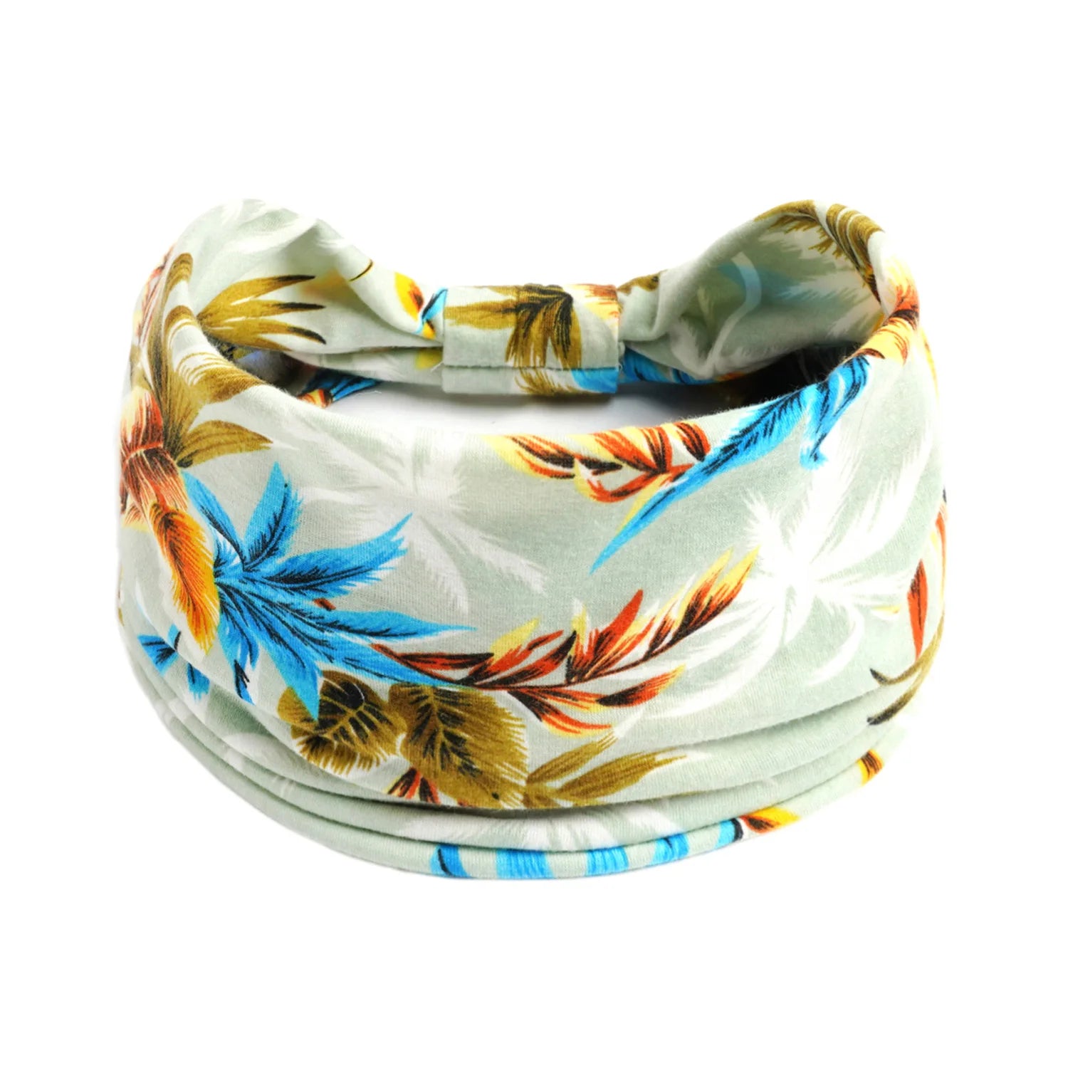 Boho Wide Knot Floral Cotton Headband | Stretch Turban Hair Scarf for Women