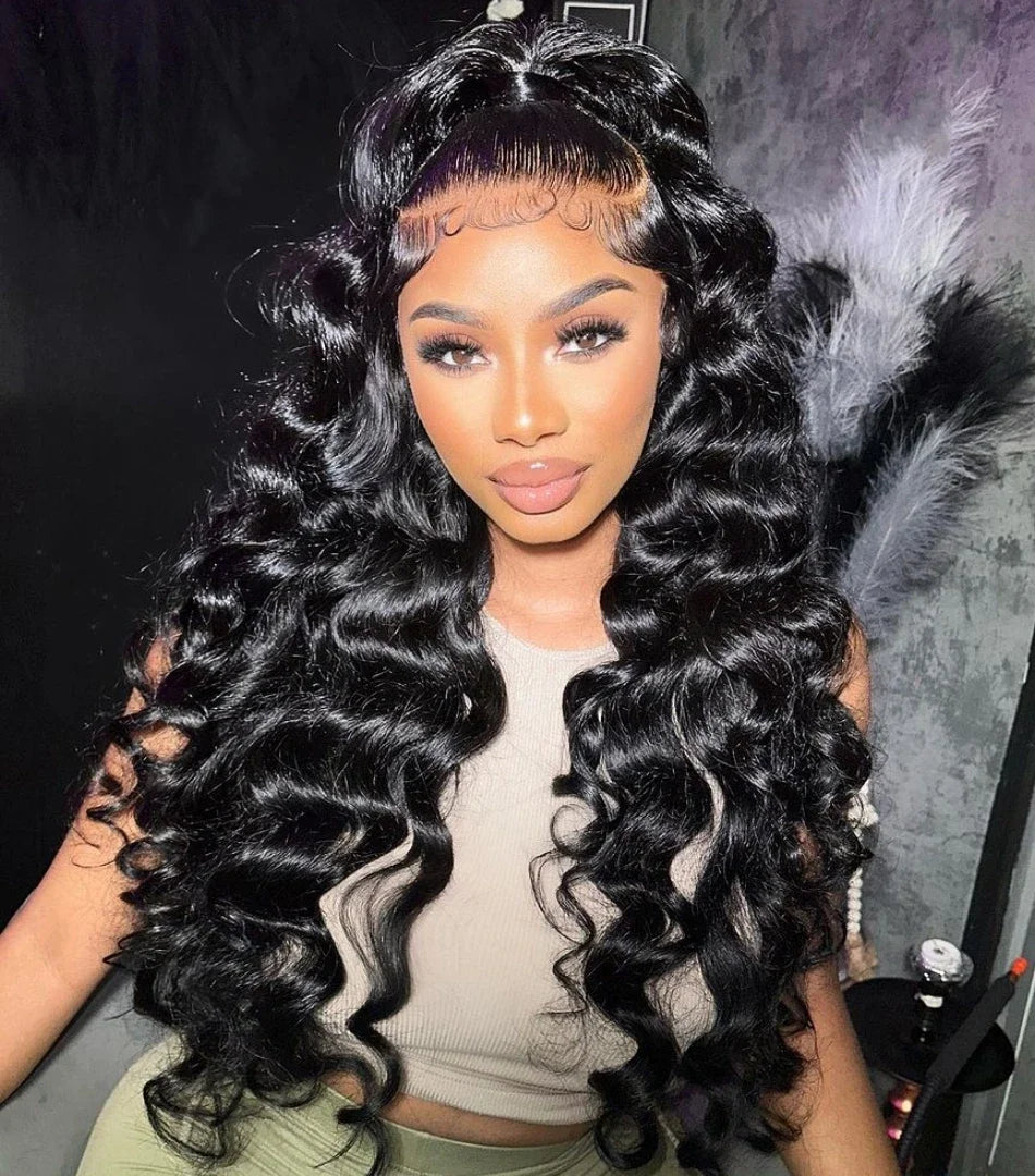 AMYTUD 30–40 Inch HD Lace Frontal Wig | Brazilian Loose Deep Wave Human Hair