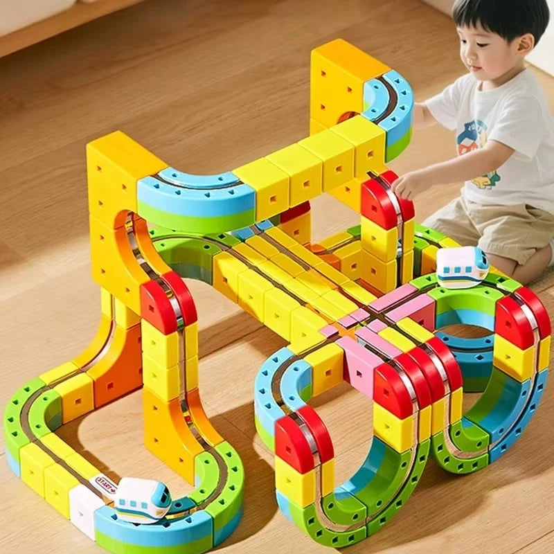 Montessori Toy 2025 Latest Educational Toys Assembly Magic Track Train Set Children'S Toys Non-Remote Control Rail Car Gift Box