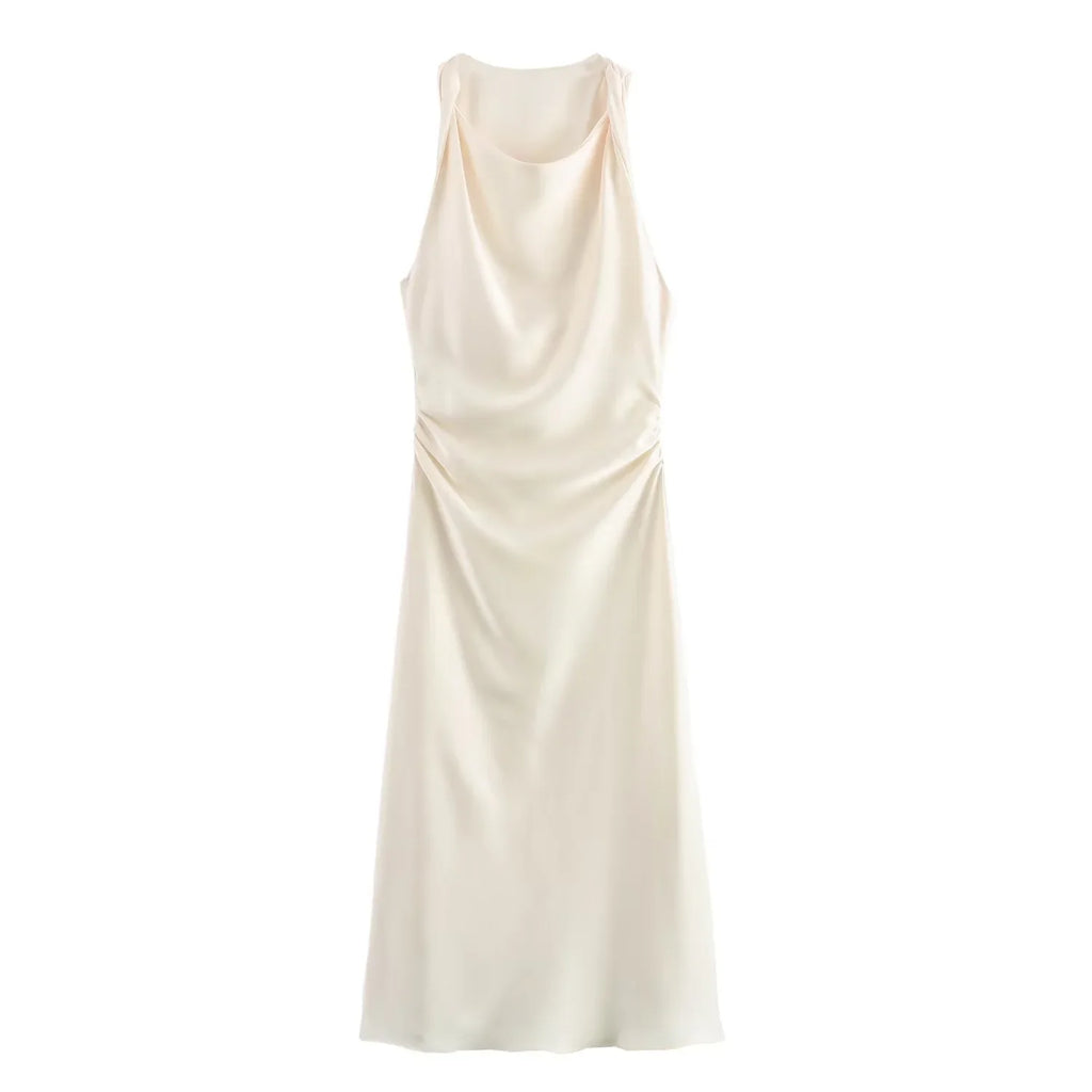 Satin Long Dresses for Women 2024 Summer Slip Midi Dress Woman Sexy Evening Party Dress Sleeveless Female Elegant Dresses