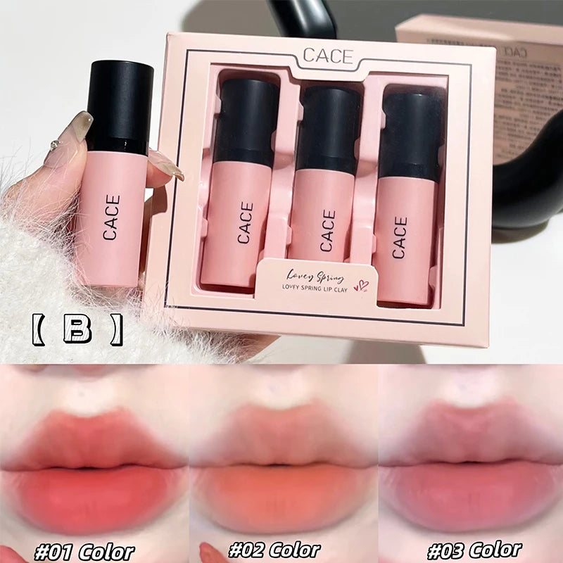 QiBest Matte Nude Lip Mud Set – 3-Piece Long-Lasting Liquid Lip Kit
