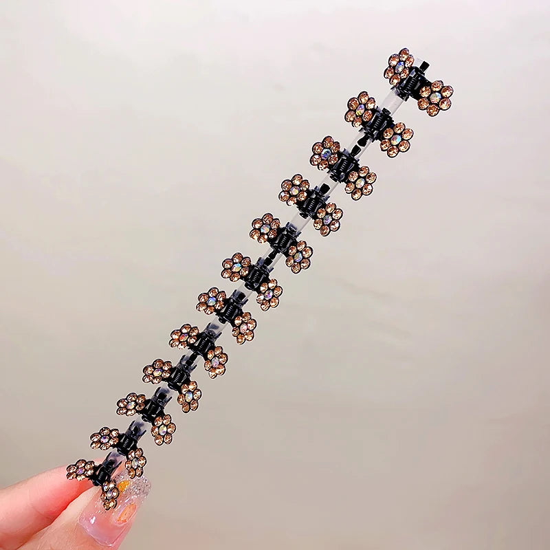 12pcs/Set Glitter Rhinestone Colorful Flowers Mini No-Slip Metal Hair Claws Hair Accessories For Girls Hair Clips Hairpins