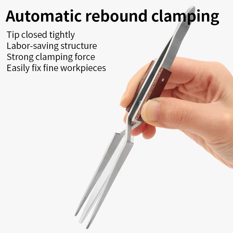 LUXIANZI Stainless Steel Reverse Tweezers Anti-Static Industrial Tweezers Acid Resistant Non-magnetic Precision Forceps Tools