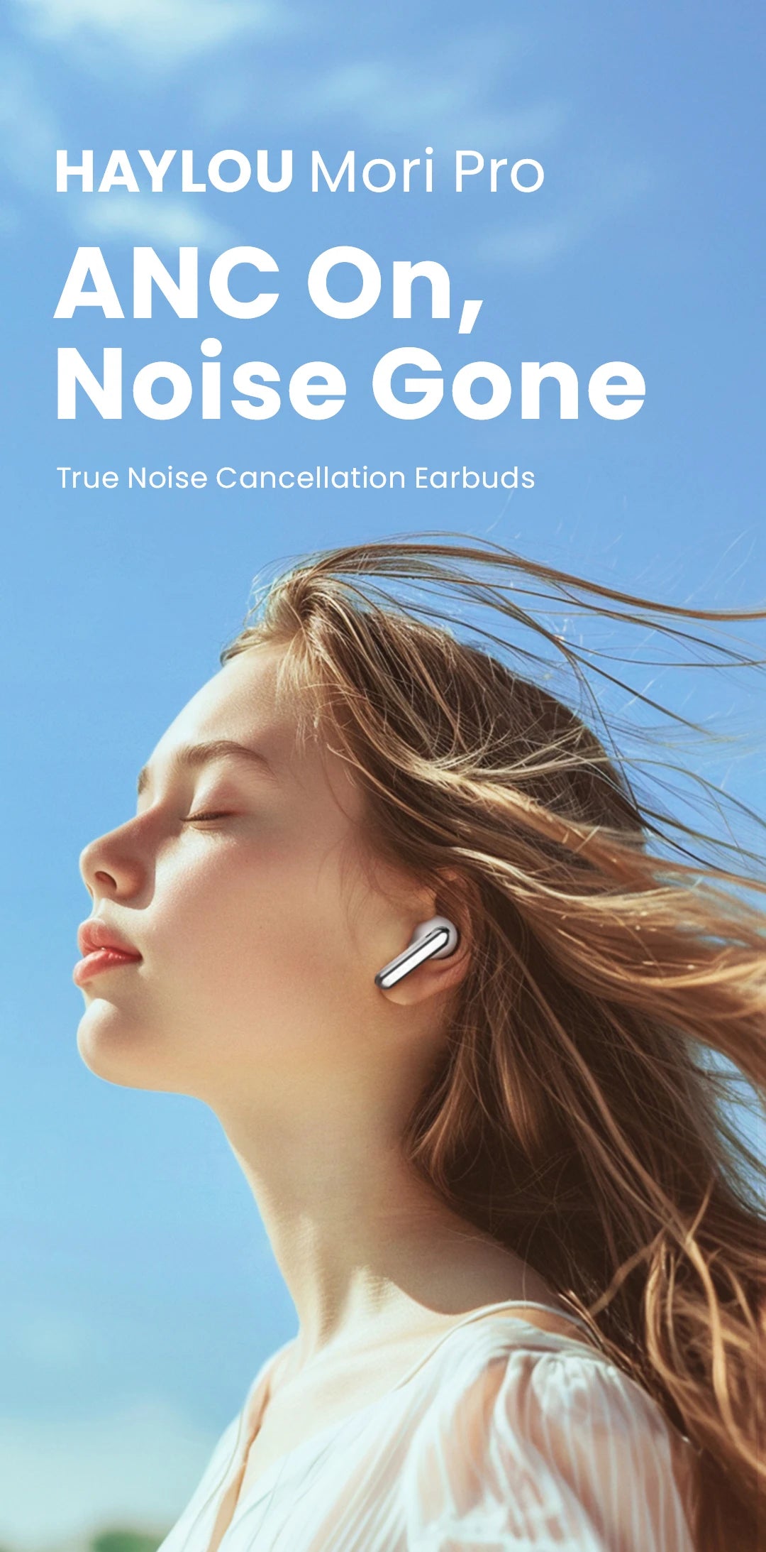 HAYLOU Mori Pro Bluetooth 5.4 Earphones | -43dB Hybrid ANC | 6-Mic AI Noise Cancellation | 35H Battery Life