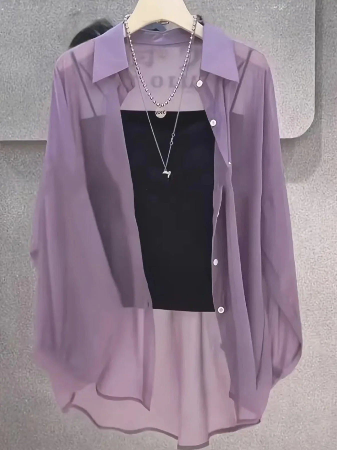 Plus Size Women’s Shirts 2025 Summer Breathable and Sun-Proof Ice Silk with Button Thin Loose Sheer Chiffon Blouses Long Sleeve