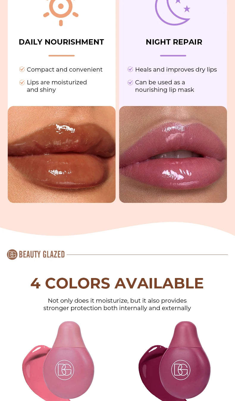 BEAUTY GLAZED 4Color Lipgloss Lip Oil Teens Moisturizing Lipstick Lip Balm High Shine And Lip Gloss Long-Lasting Dry Lip Care