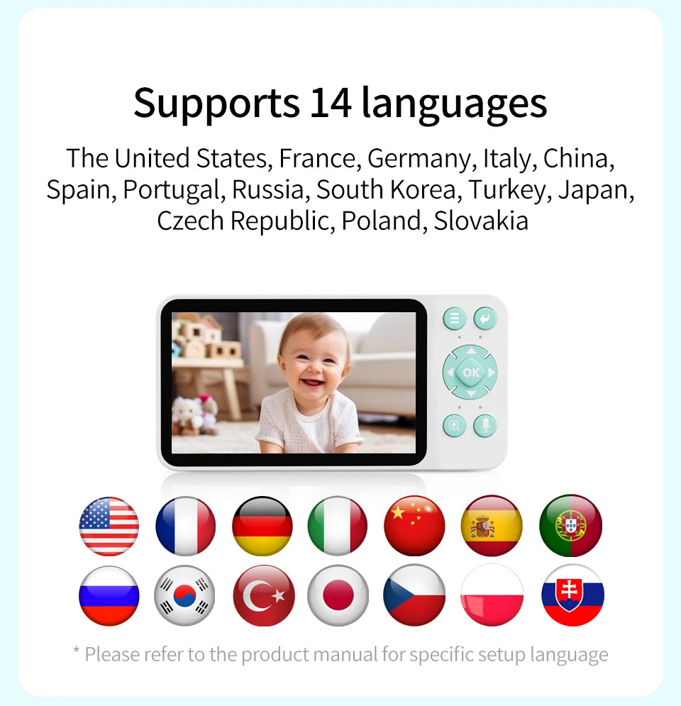 DANMINI 5" Tuya Smart Baby Monitor | 2K HD WiFi Remote Camera