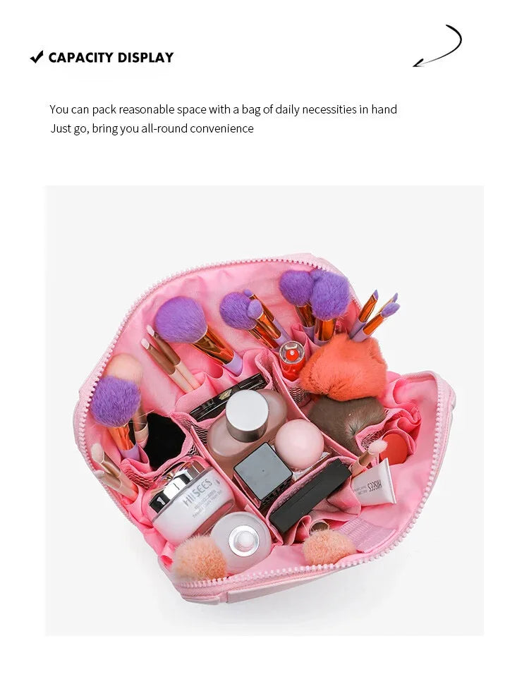 Geometric Makeup Organizer Bag – Large-Capacity Zipper Travel Case