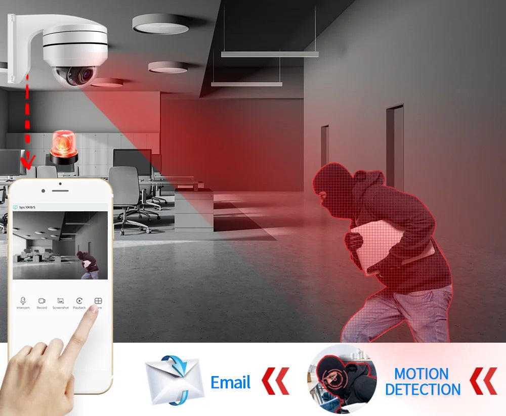 4K 8MP Outdoor IP66 PTZ Dome IP Camera POE 5MP 10X Optical Zoom Motion Detection Night Vision Audio CCTV Security Camera P2P