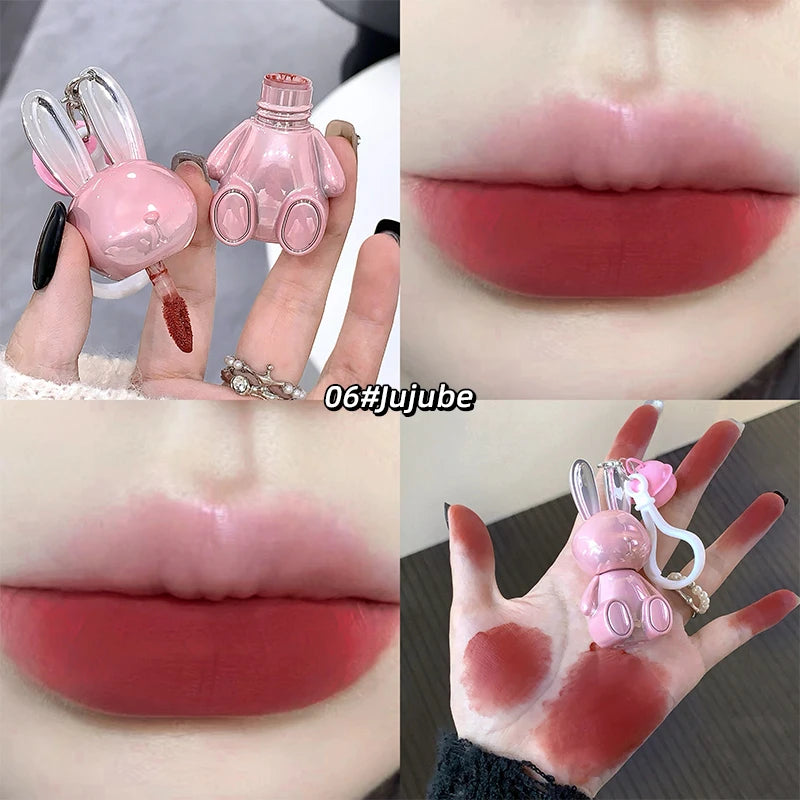 Gege Bear Pink Rabbit Velvet Matte Lip Cream Black Rabbit Water light lip glaze matte mirror pendant lipstick lip gloss
