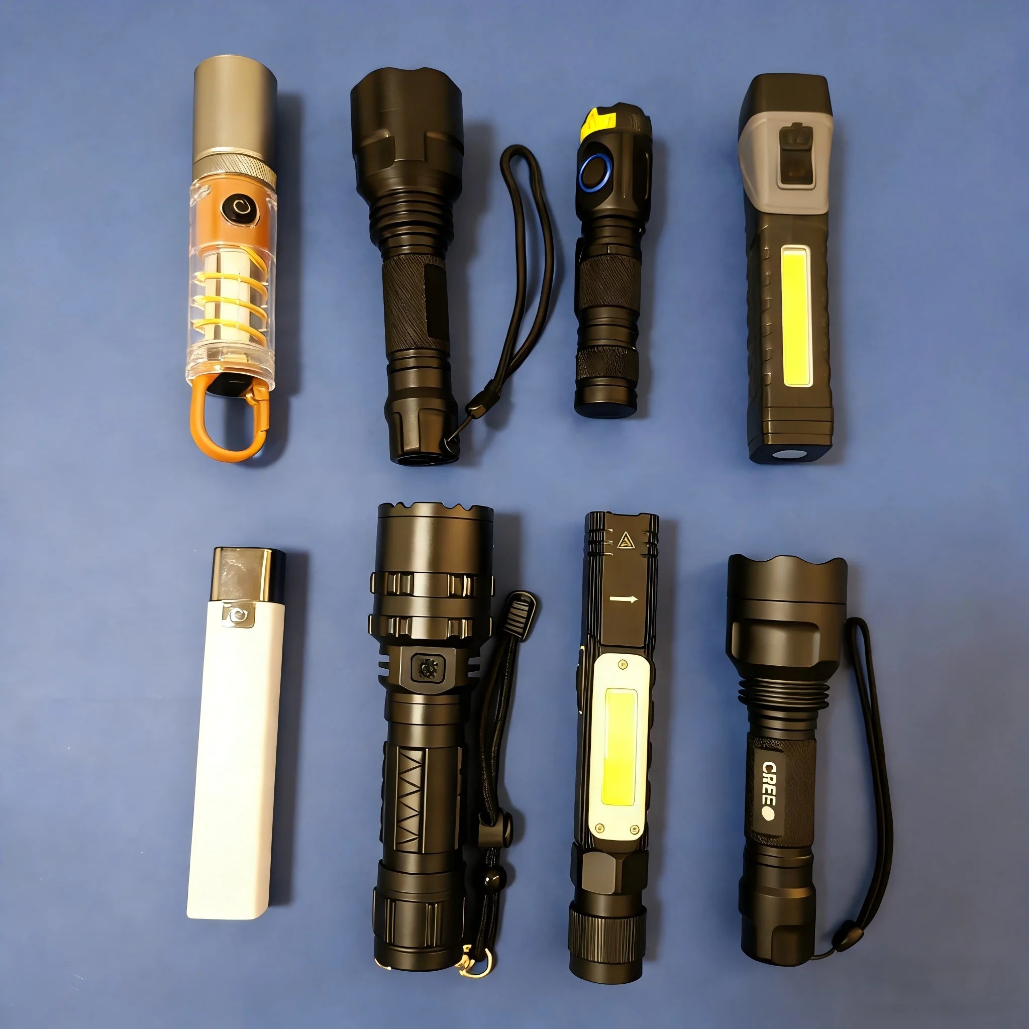 [Clearance Sale] USB Rechargeable Strong Power Flashlight Outdoor Waterproof Tactical Lantern Rotatable Lamp Emergency Light