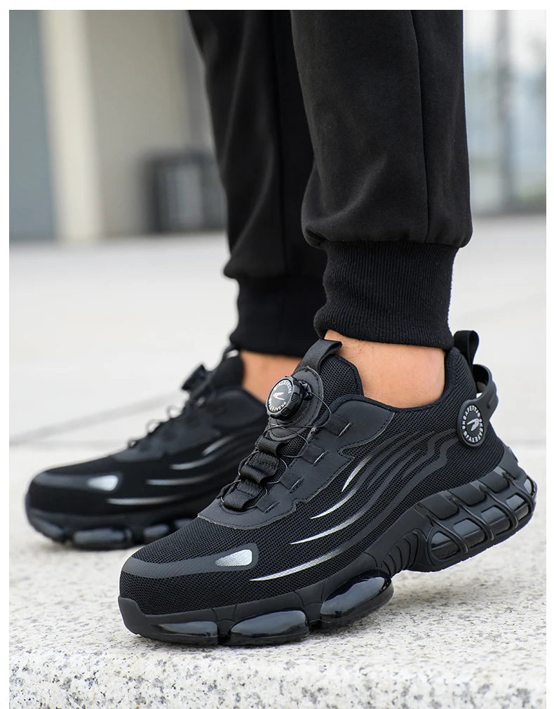 Rotary Buckle Work Safety Shoes For Men and Women Air Soft Sole Lightweight Protective Work Sneakers Men Breathable Boots