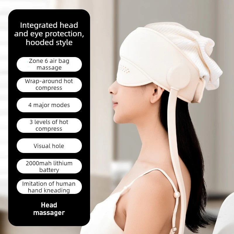 Graphene Heating Head Massager – Air Pressure & Eye Hot Compress for Relaxation & Better Sleep Relax Improve Sleep Stress Relief