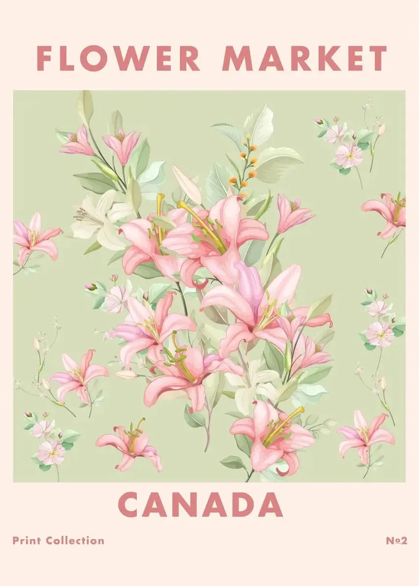 Boho Flower Market Retro Wall Art – Minimalist Canvas Print