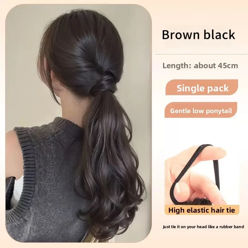 Vitality Synthetic Wig Ponytail Long Wavy Ponytail Hair With High Elasticity Rubber Band Heat Resistant Hairpiece For Daily Use