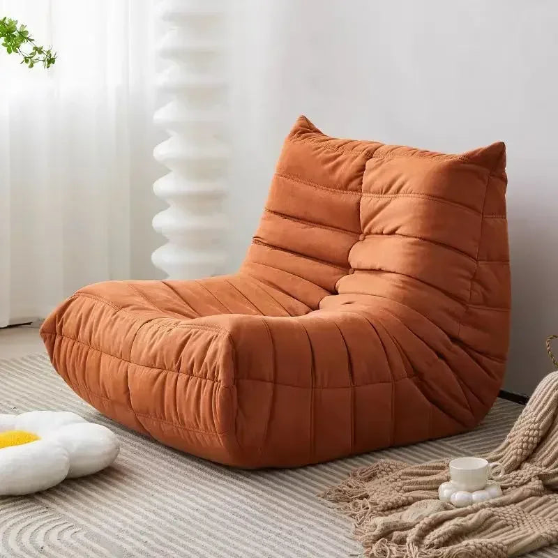 Single Casual Sofa Chair with Cat Scratch Leather Nordic Togo Lazy Caterpillar Sofa Bedroom Living Room Balcony Suede Sofa