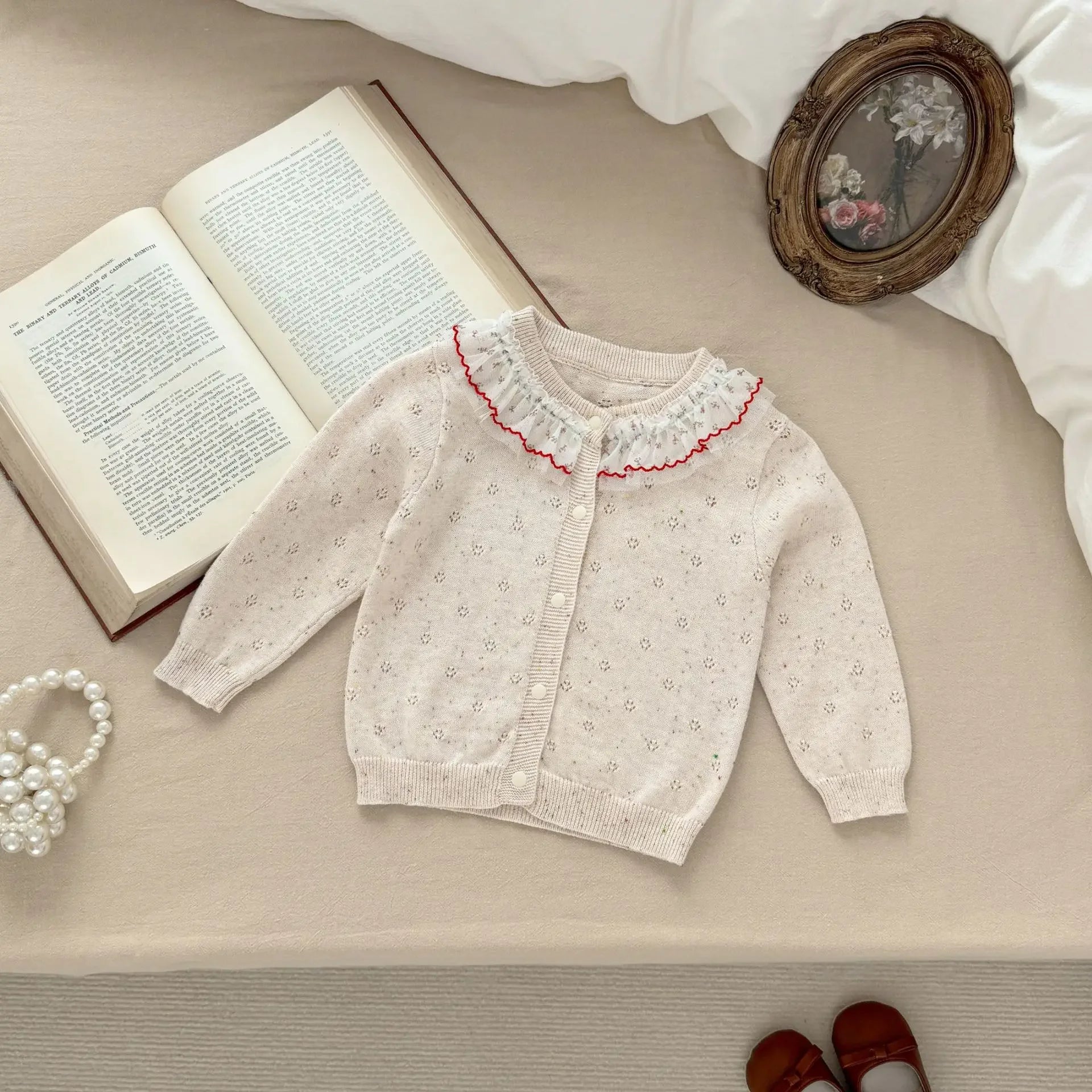 2026 Spring Baby Girls Clothes Single Breast Girls Knitwear Hollow Out Girls Sweaters Thin Style Girls Clothing