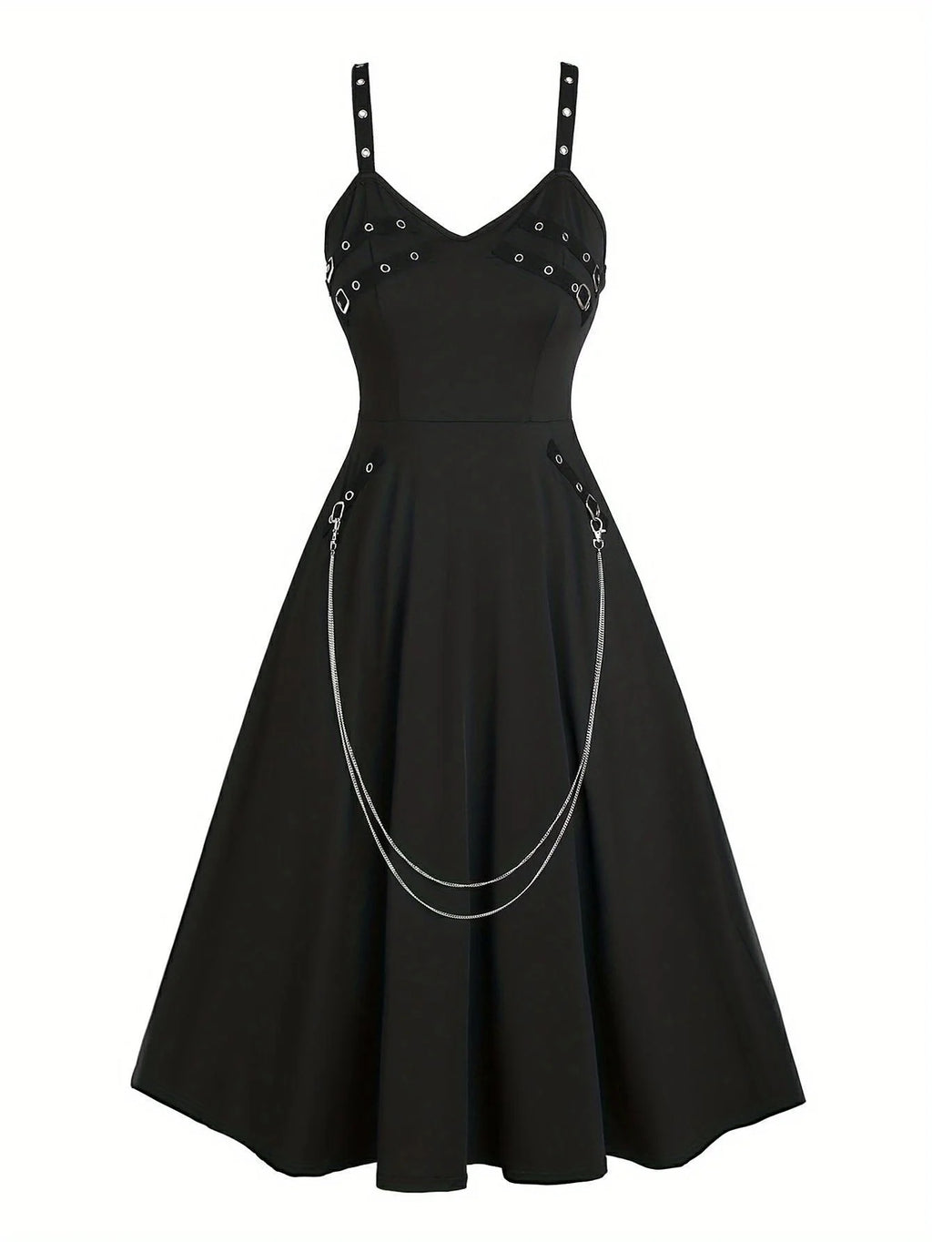 European and American Fashion Plus Size Chain Gothic Trial Dress with Long Sleeve Short-Sleeved Hooded Top Set